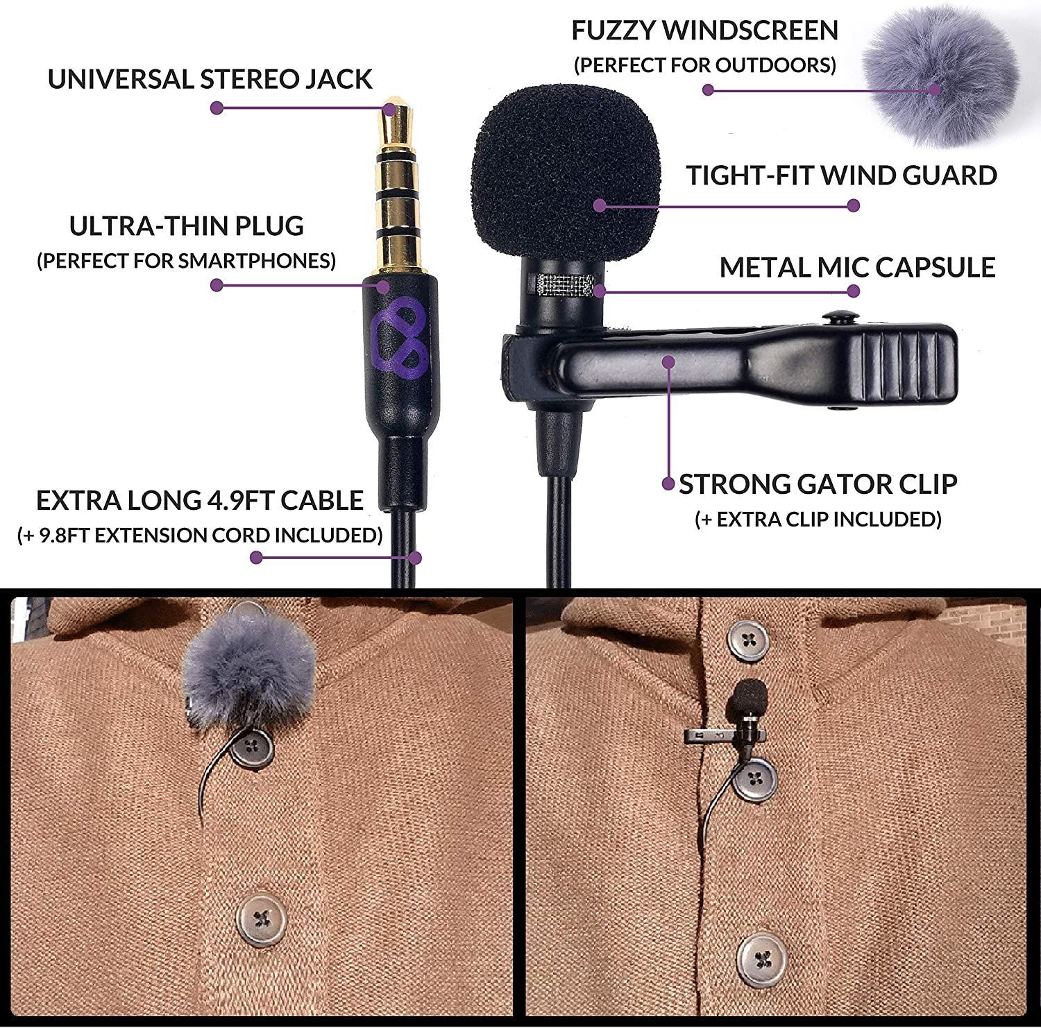 Purple Panda Lavalier Lapel Microphone Kit Build Quality