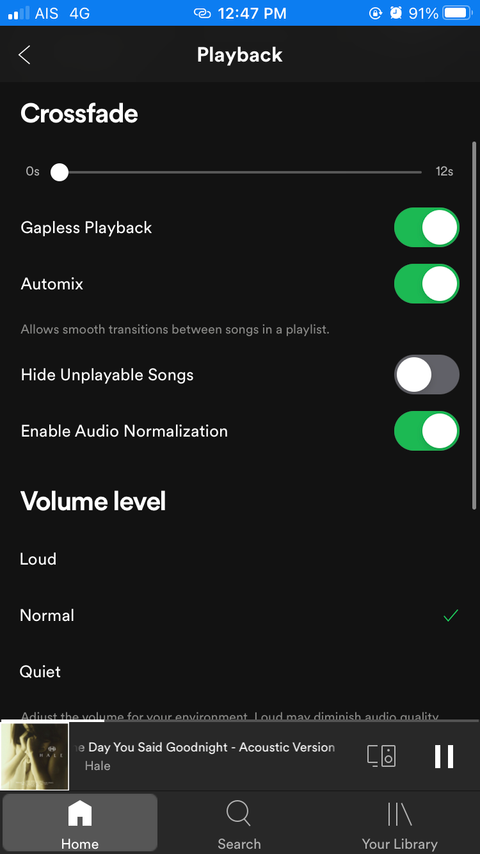 Spotify Playback Settings