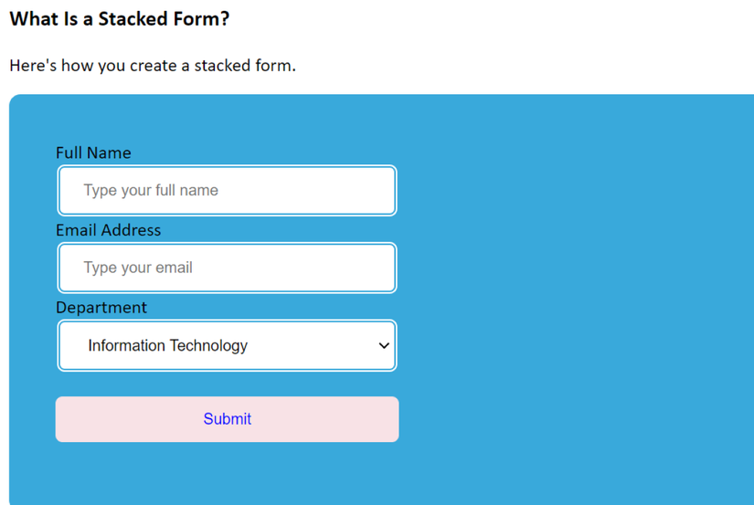 How to Create a Stacked Form in CSS