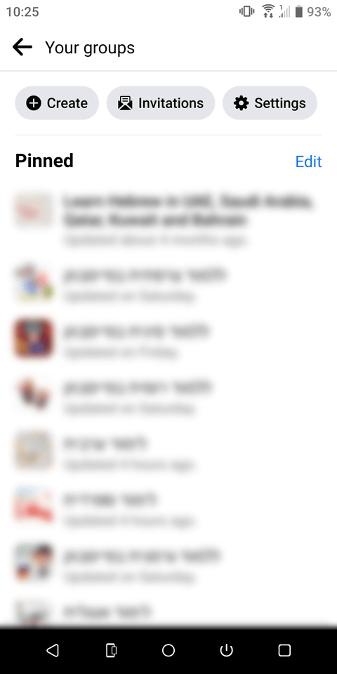 Your groups on Facebook mobile