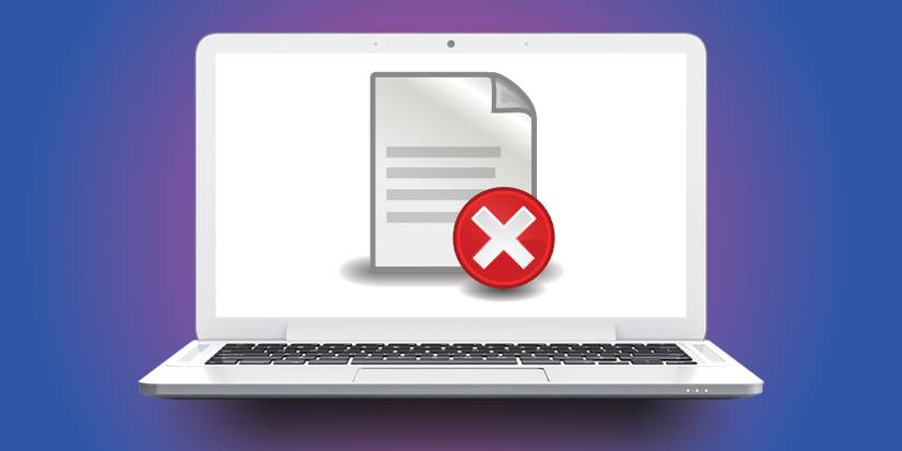 laptop showing a lost file icon