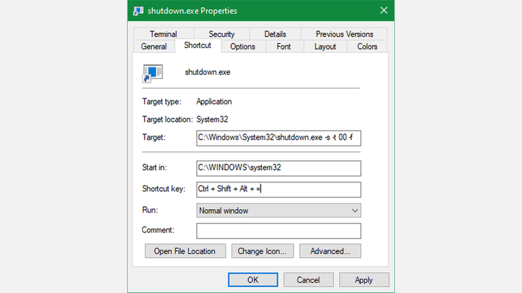 Windows Shutdown Shortcut Creation Wide