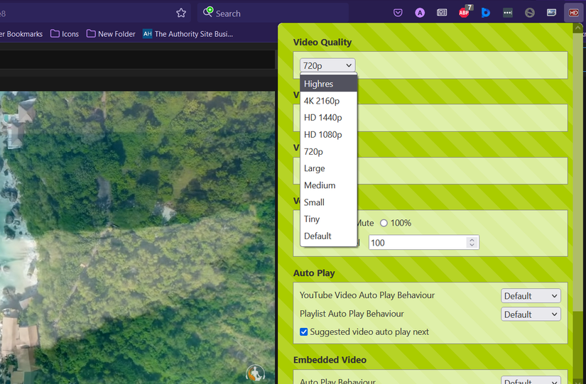 Selecting permanent video quality in Firefox using YouTube High Definition extension