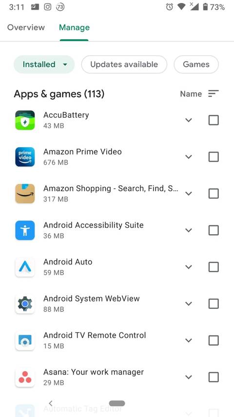 google play store app menu screenshot
