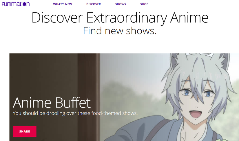 Funimation Discover tab