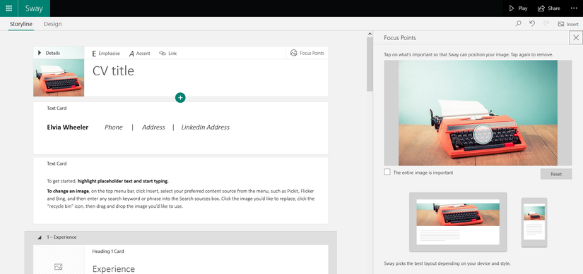How to Create a Professional CV Using Microsoft Sway