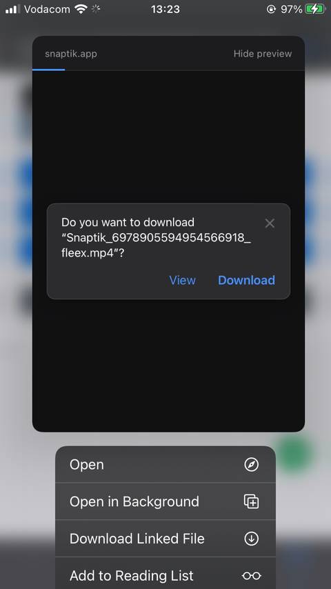 SnapTik Site Download Prompt