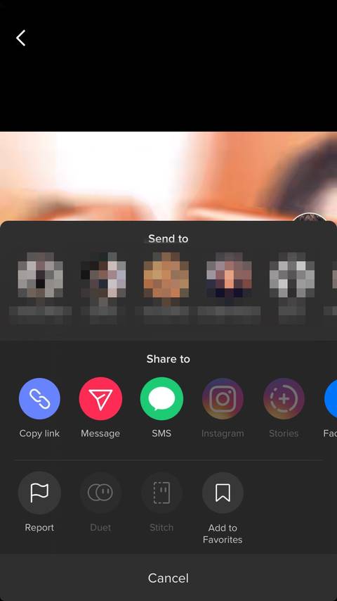 TikTok App Share Options Copy Link