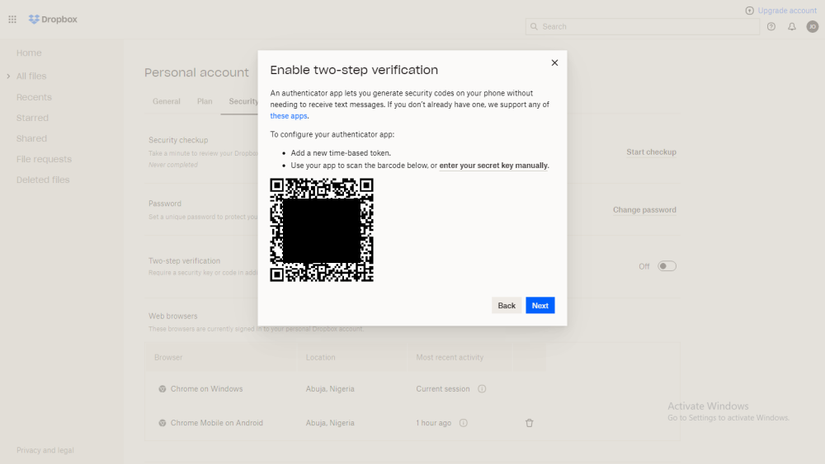 Drop Box With Keycode How to Enable Two-Step Verification in Dropbox