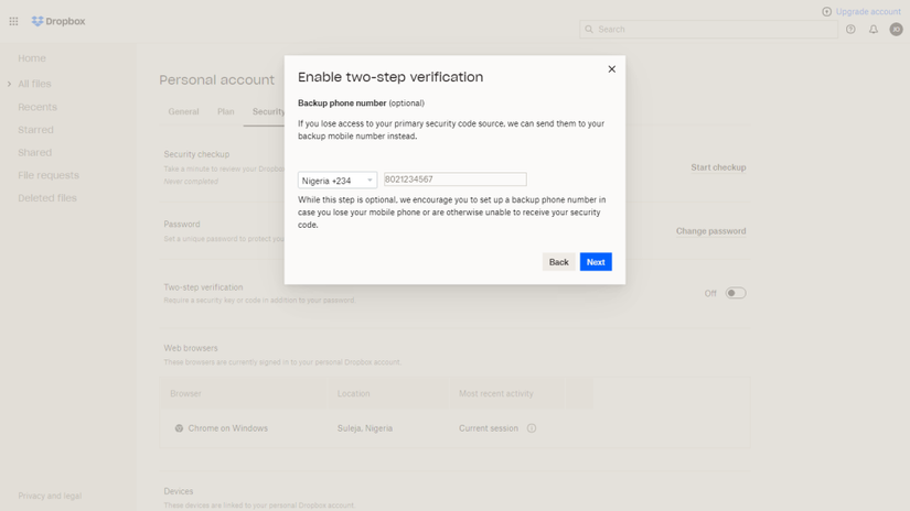 How to Enable Two-Step Verification in Dropbox