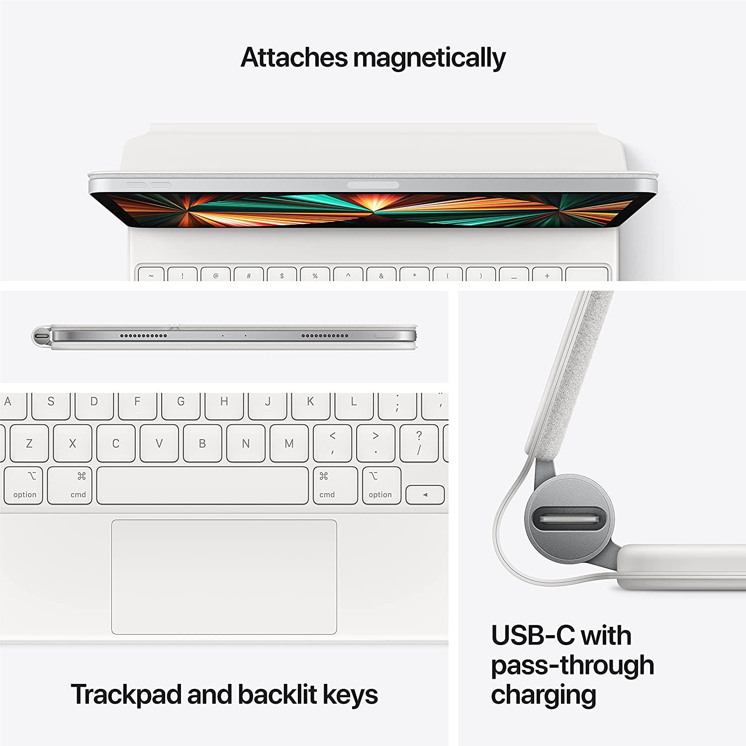 Apple Magic Keyboard features including charging and trackpad