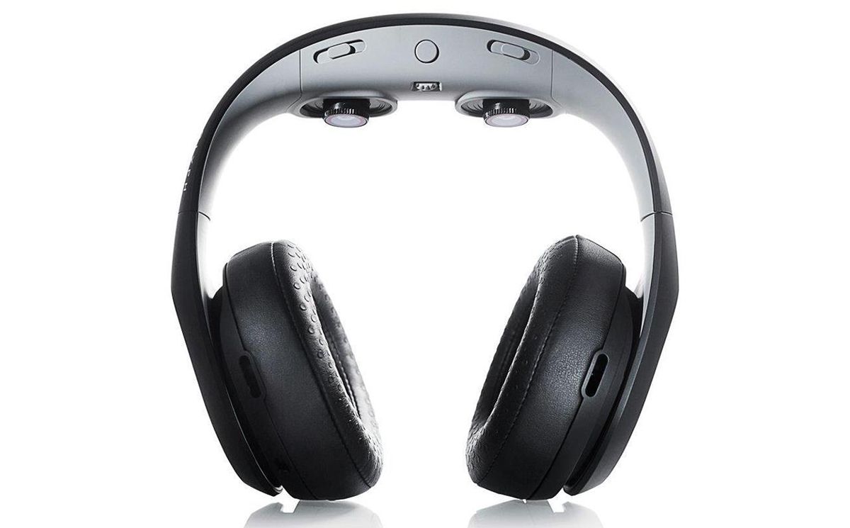Avegant's Glyph video headset seen in its flipped-up position
