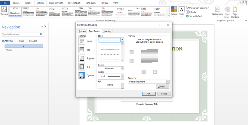 Borders and Shading dialog box