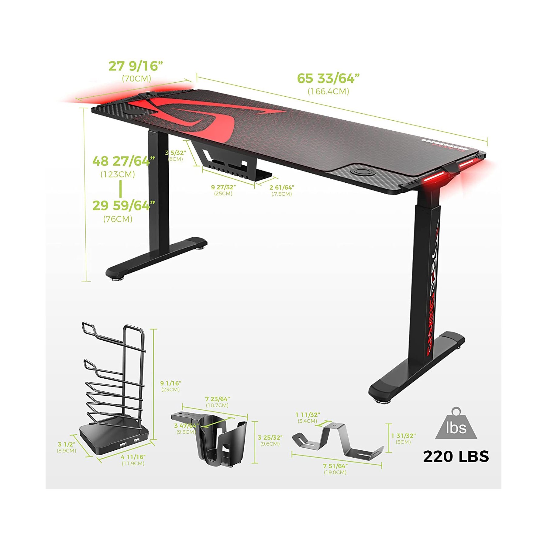 EUREKA ERGONOMIC 65-inch Electric Standing Gaming Desk 03