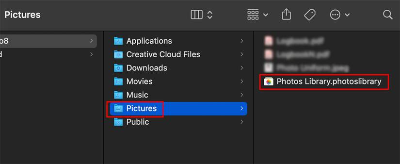 Photos Library in Finder