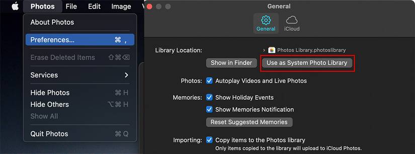 Use System Photo Library in Photos
