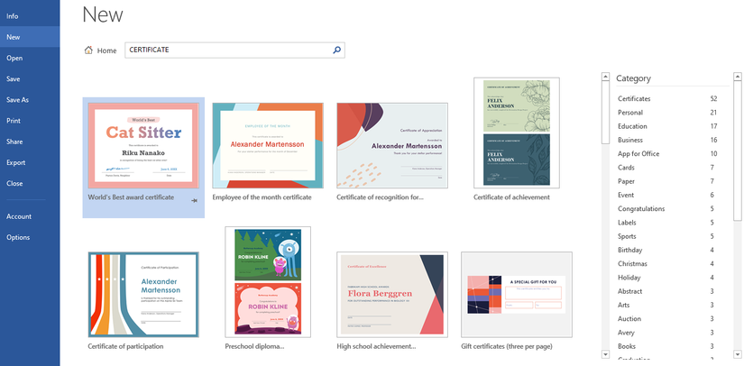 Certificate template designs