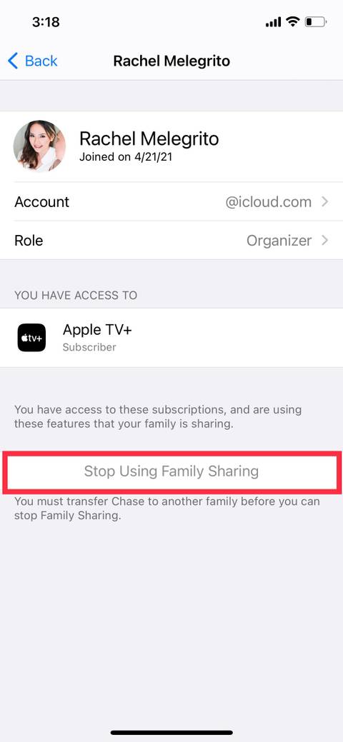 Stop Using Family Sharing