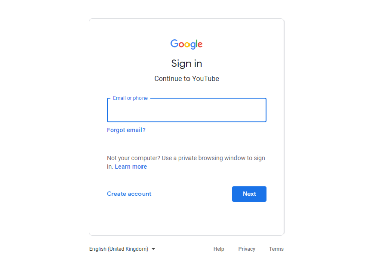 YouTube verify Sign in