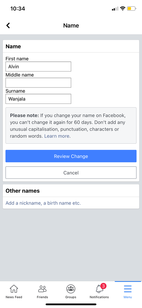 How to Change Your Facebook Name