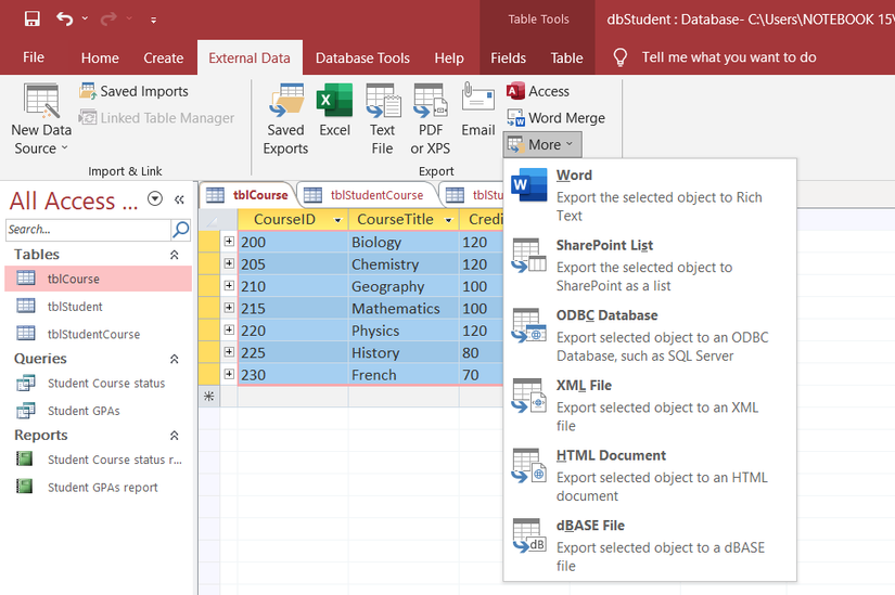 How to Export Microsoft Access Data to a Word Document