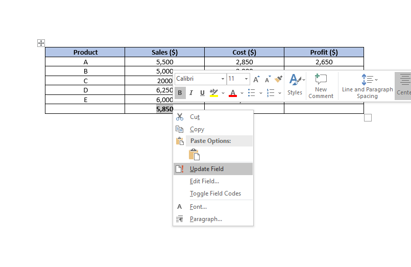 How to Use Excel Formulas in Word Documents