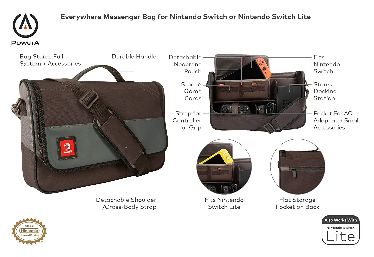 PowerA Everywhere Messenger Bag features