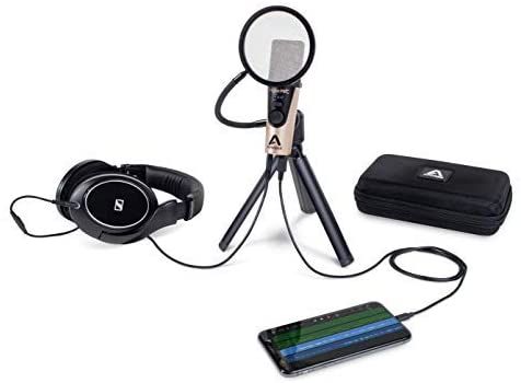 A visual showing USB Mic Apogee Hype with accessories