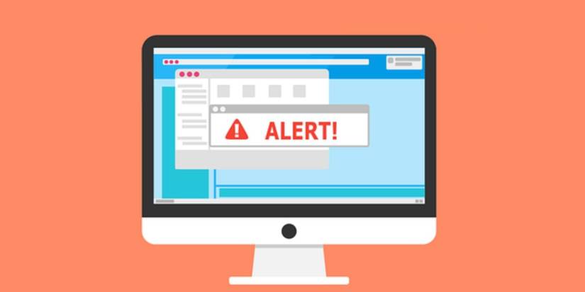 Illustration of a spammy website riddled with warnings and ads