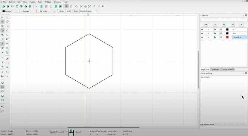LibreCAD interface.