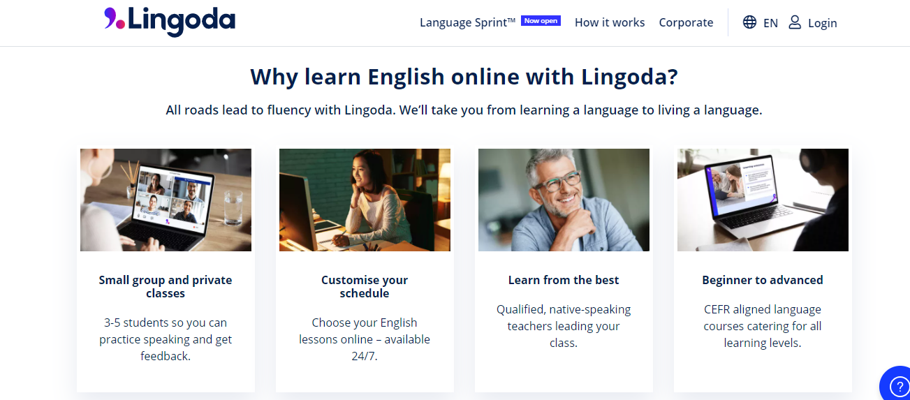 lingoda website screenshot