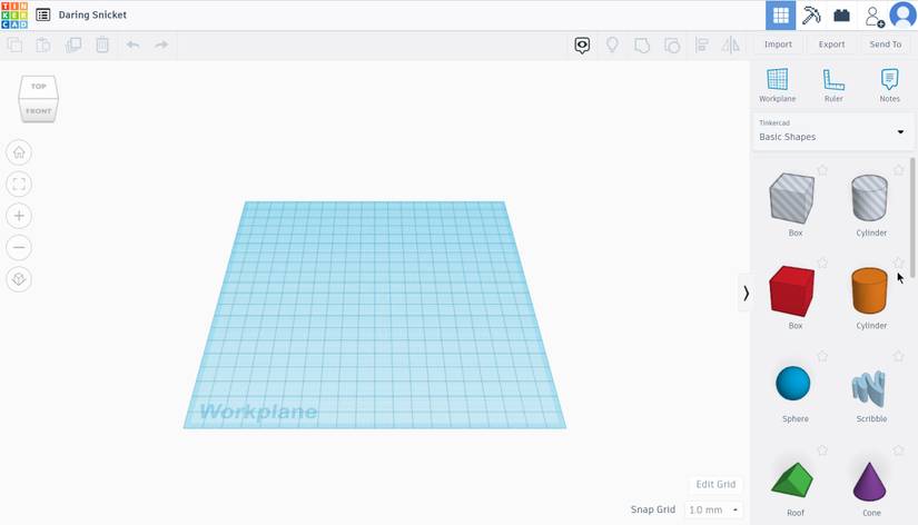 Tinkercad workspace.
