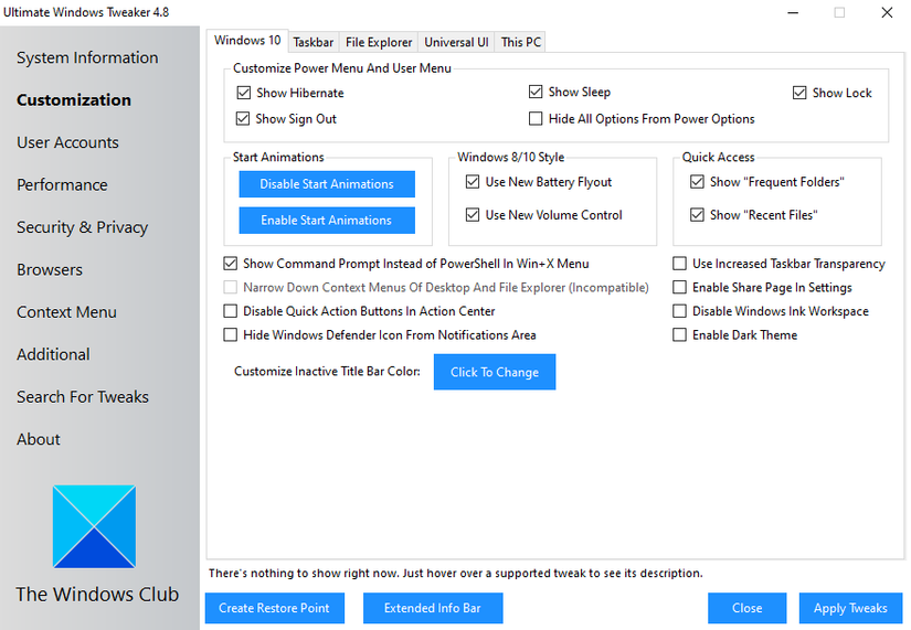 ultimate windows tweaker