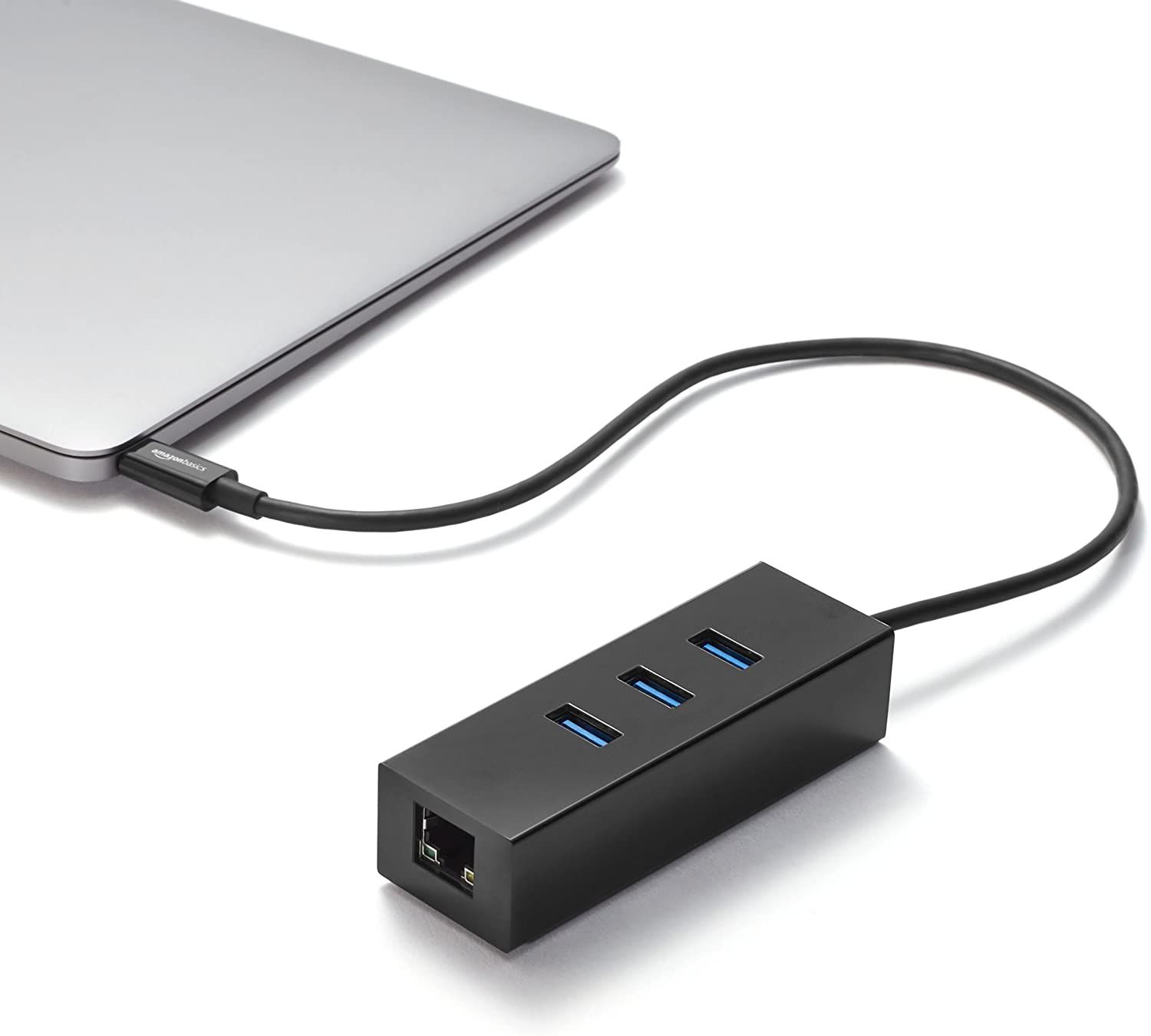 Amazon Basics USB-C Hub Connected to a Laptop