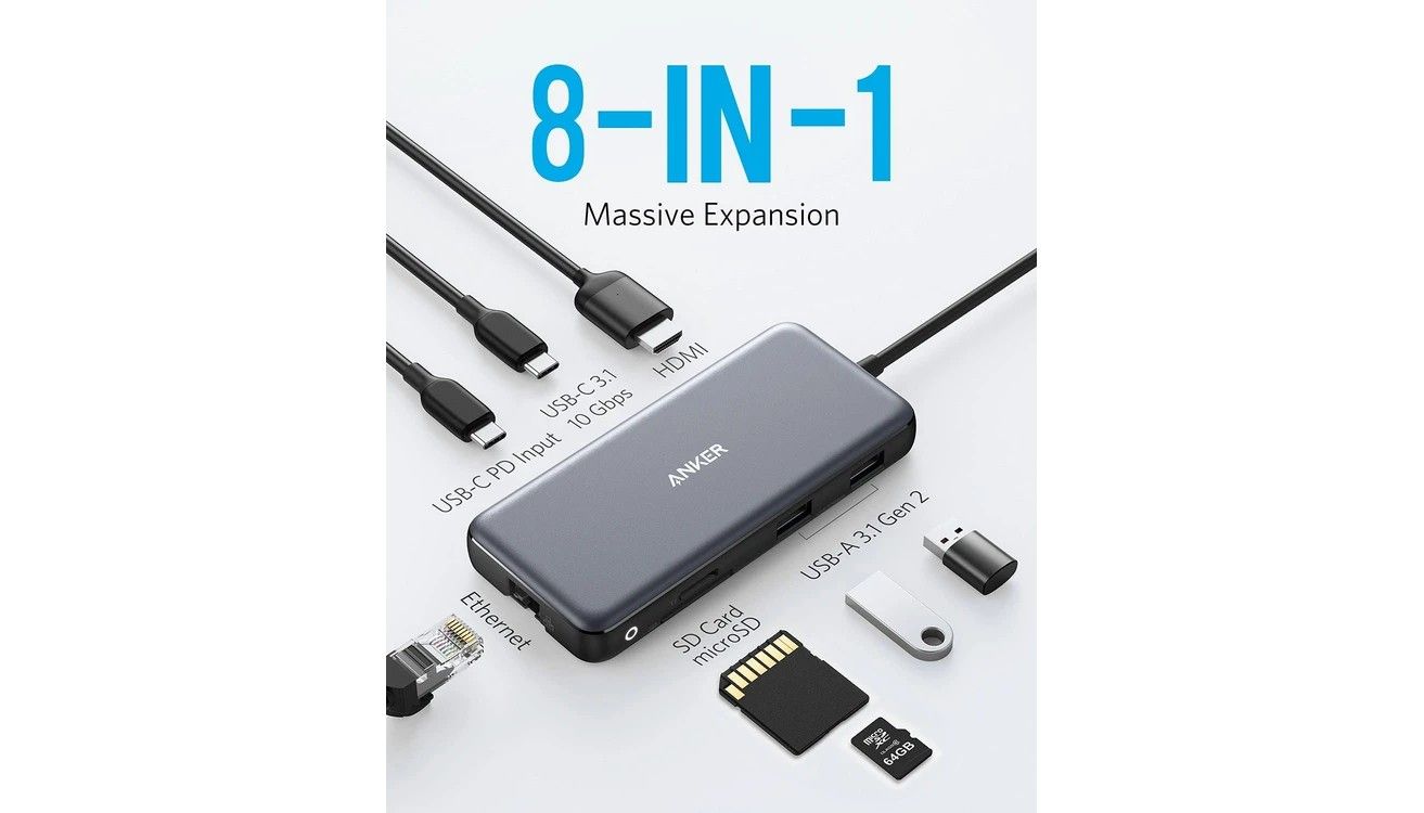 Anker PowerExpand 8-in-1 USB-C PD 10Gbps Data Hub ports