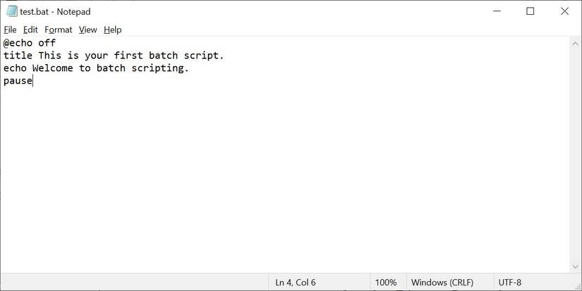 A simple batch file with the most basic elements.