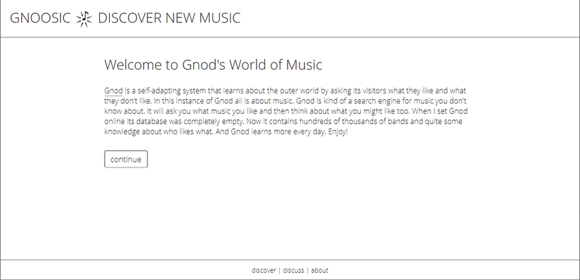 A Screenshot Of Gnoosic's  Landing Page