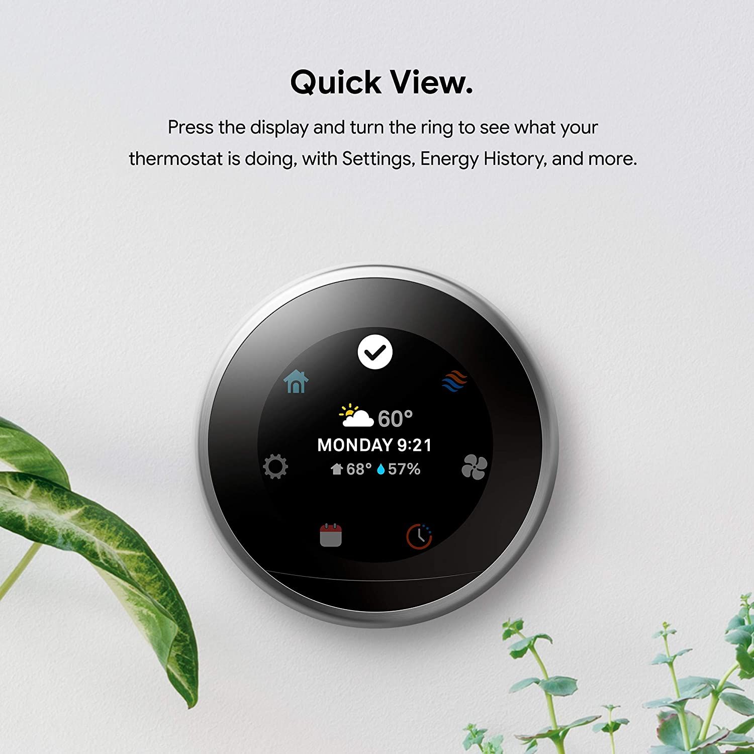 An image showing Google Nest Learning thermostat complete display