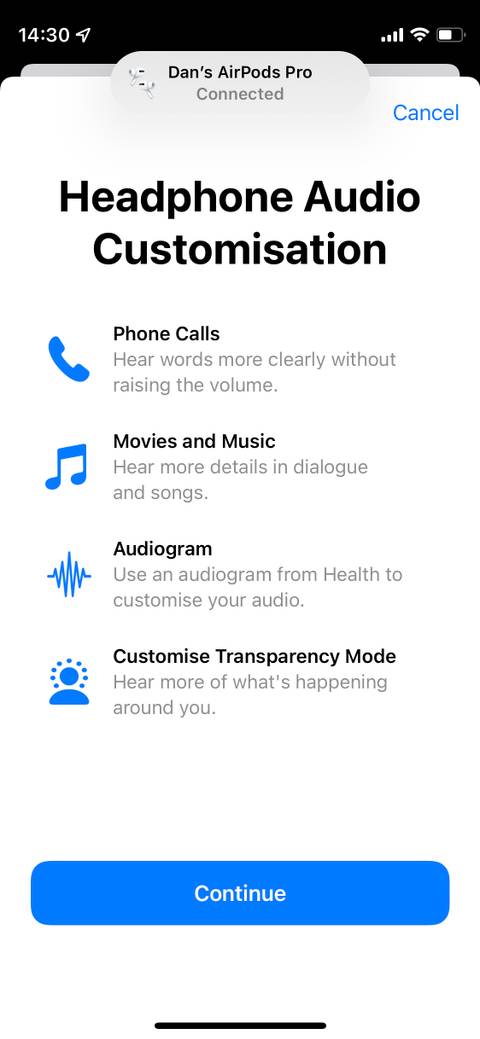 Headphone custom audio setup splash page