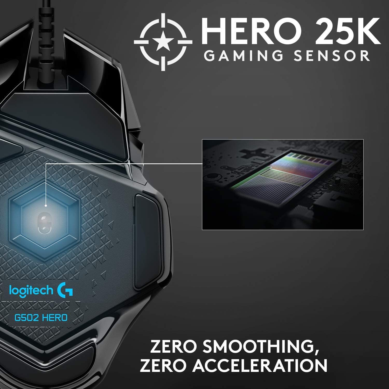 The gaming sensor view of Logitech G502 HERO