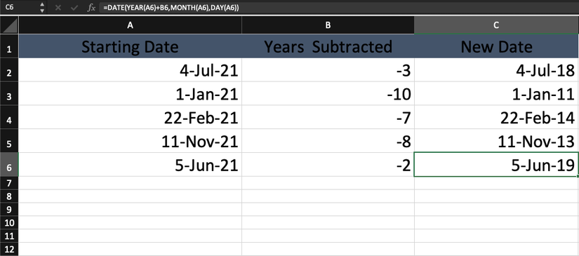 How to Subtract Dates in Excel