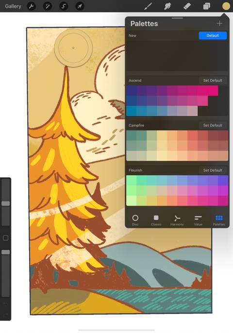 Procreate custom palette color picking