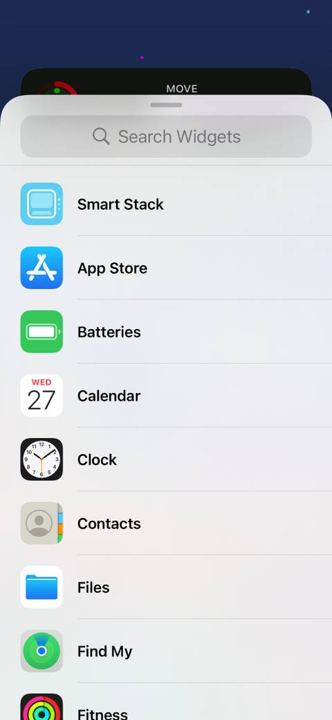 iPhone widget options