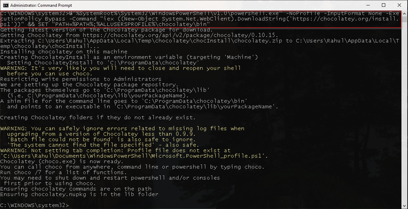 install chocolatey through command prompt