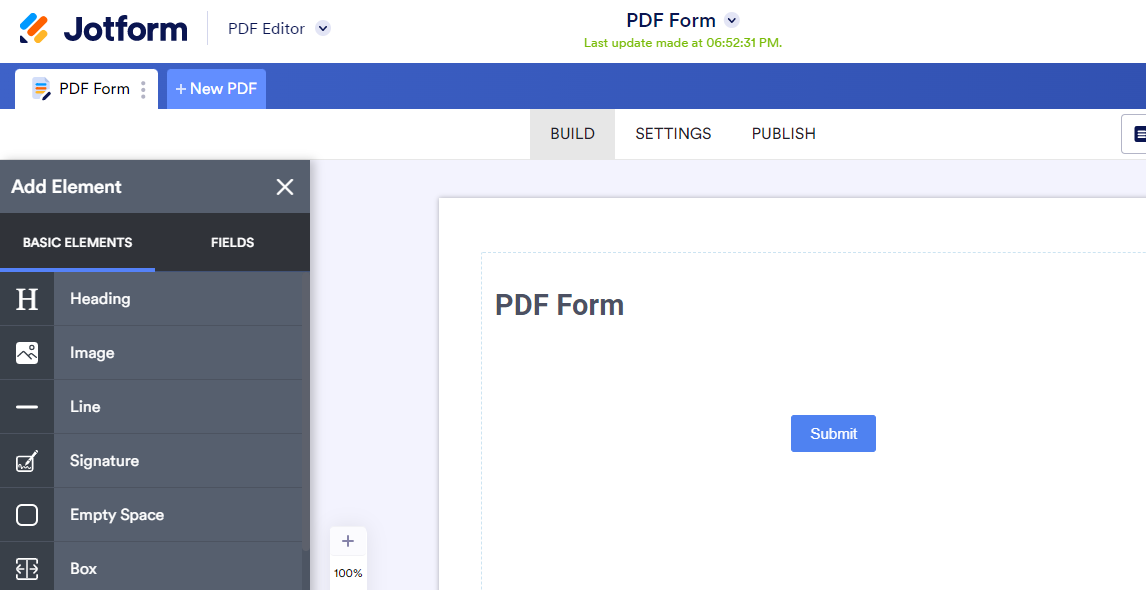 Tangkapan layar Formulir PDF yang Dapat Diisi Jotform