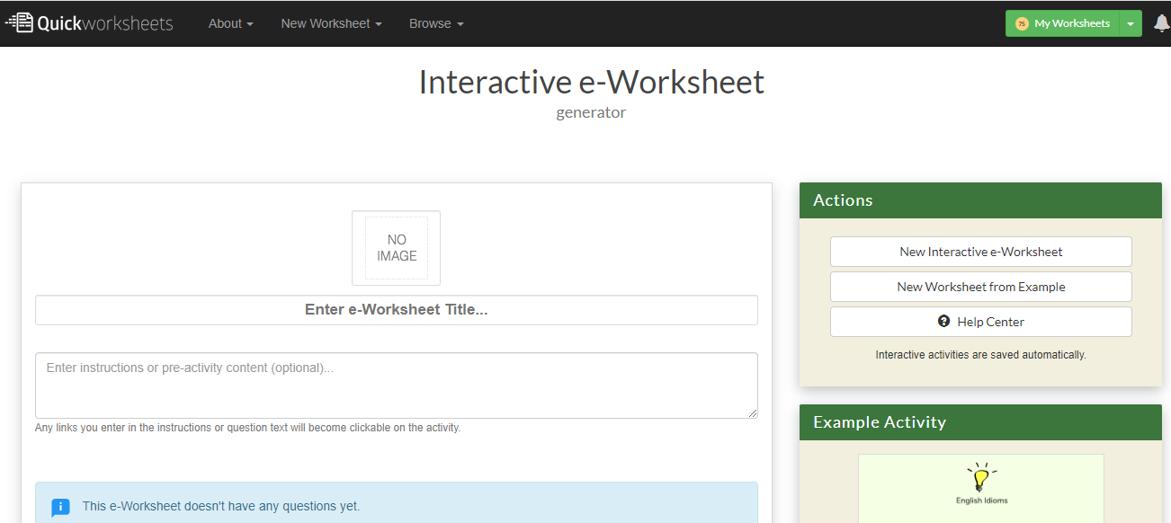 Сайт для создания worksheets создание сайтов технические характеристики
