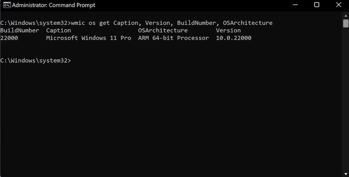 specific windows details on command prompt