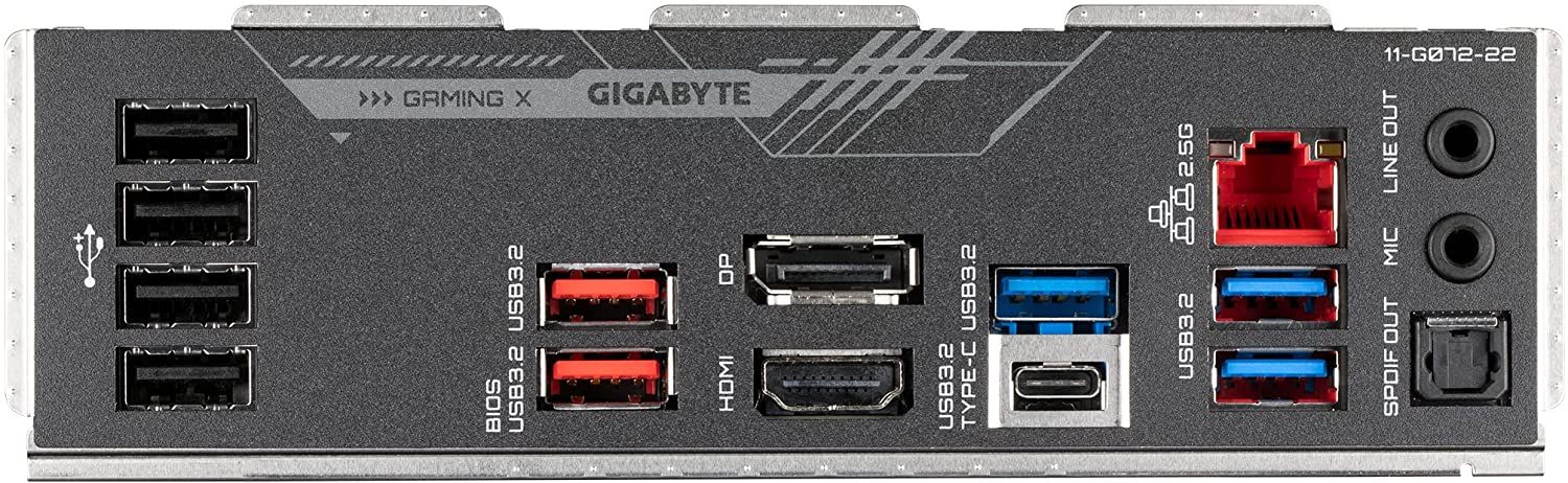 A visual showing the back panel of GIGABYTE Z690 Gaming