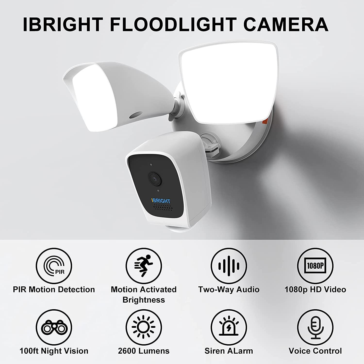 IBRIGHT Smart Floodlight Camera home security features