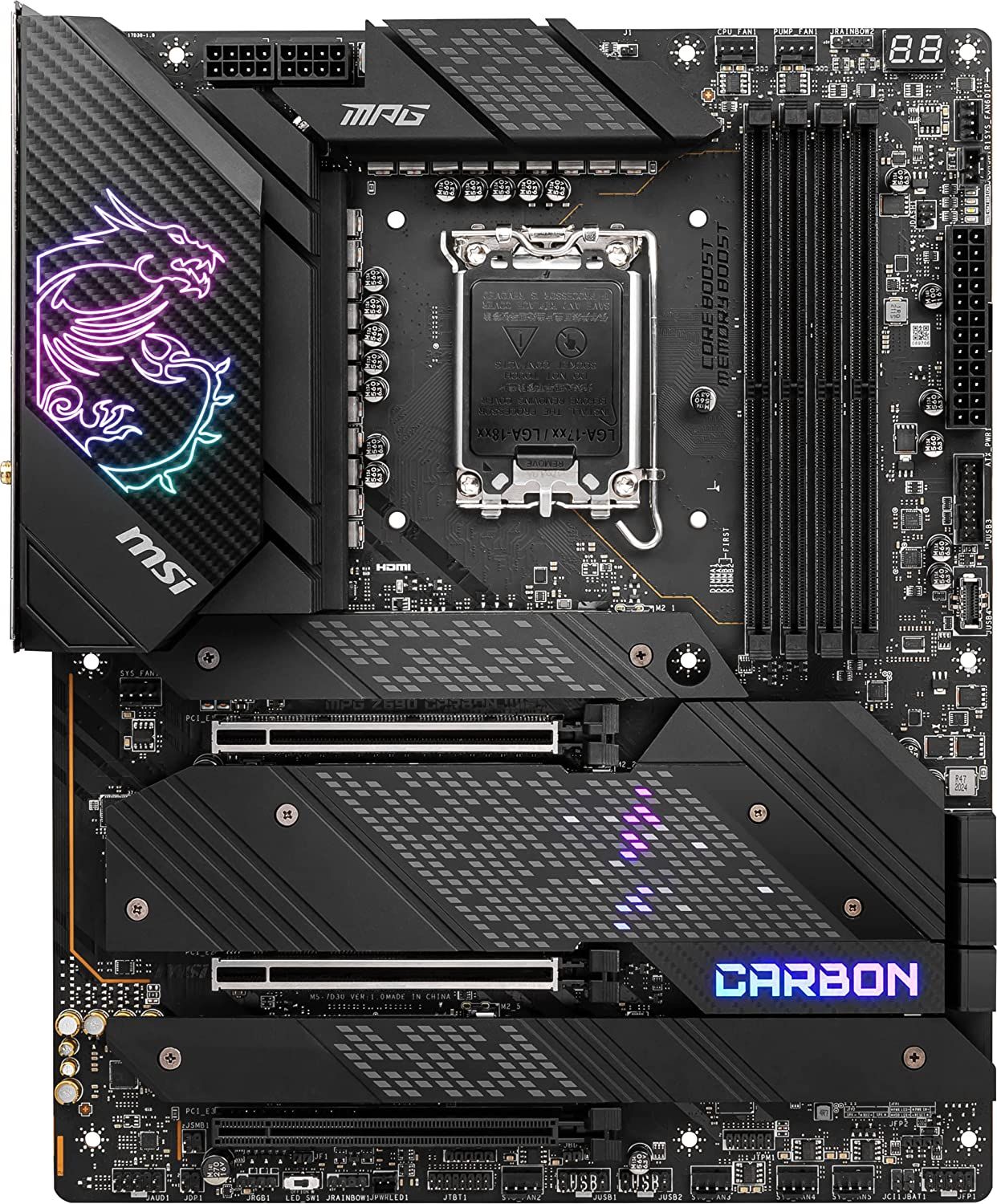 The over-head view image of MSI MPG Z690 Carbon